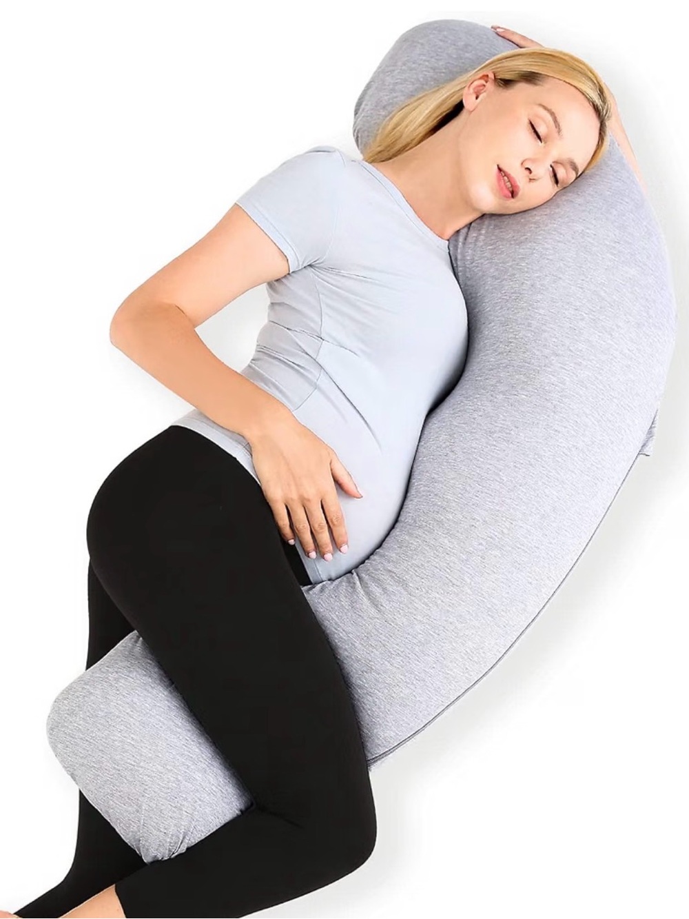 NWT - Momcozy J Shaped Pregnancy Pillow, Maternity Body Pillow for Side Sleepers
